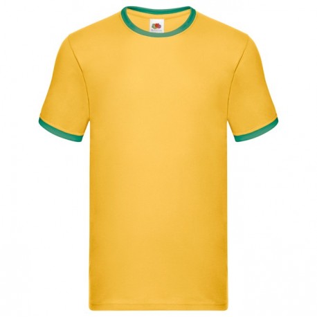T-SHIRT RINGER PROFILO VERDE MELA - GIALLO