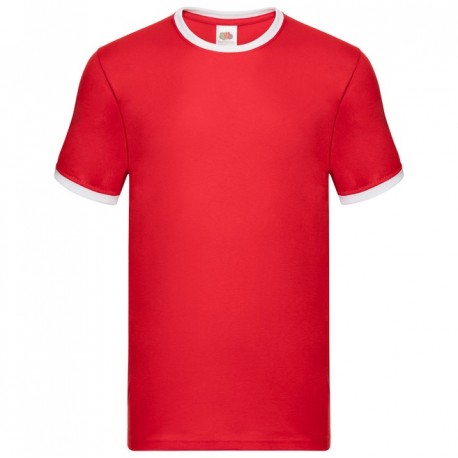 T-shirt ringer Rossa profilo bianco