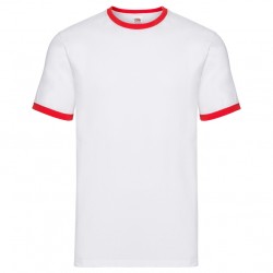 T-shirt ringer bianco con profili rossi