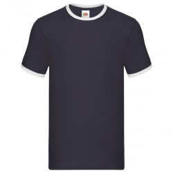 T-SHIRT RINGER PROFILO BIANCO - BLU NAVY