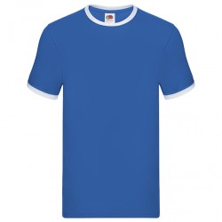 T-shirt ringer blu royal profilo bianco