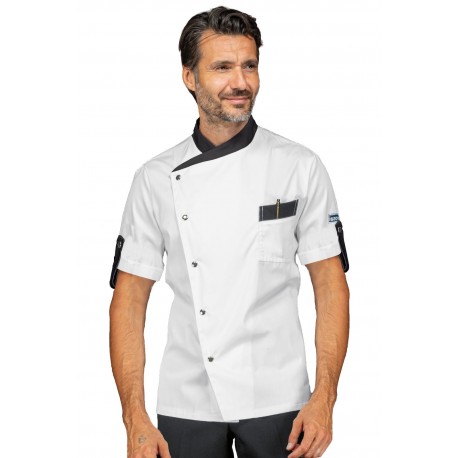 Jacket Chef Manhattanshort sleeveWhite + Black 65% Polyester - 35% Cotton ISACCO 059710M