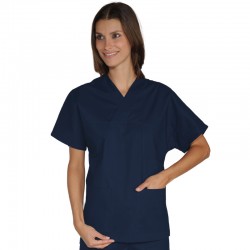 Casacca Collo A V Blu pol/cot 195gr ISACCO 045402