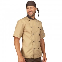 Jacket Chefshort sleeveLight Brown + Brown 65% Pol. 35% Cot. ISACCO 059215M