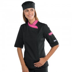 Giacca cuoca lady snaps nero/fucsia m/m
