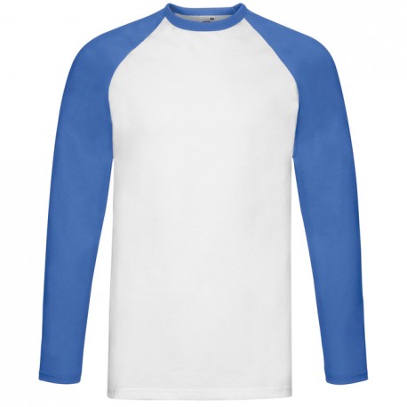 T-shirt baseball manica lunga bianco e blu royal