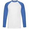 T-shirt baseball manica lunga bianco e blu royal