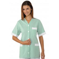 Casacca Dacca Rigatino Verde 100 % Cotone ISACCO 006124