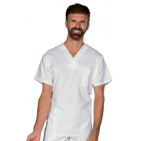 Kasack V-Ausschnitt weiß 3Xl Unisex Oeko-Tex® 100 % Baumwolle ISACCO 045000A-Oeko