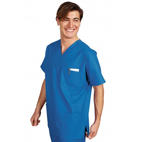 Tunic V-Neck Azure 3Xl Unisex Oeko-Tex® 100 % Cotton ISACCO 045400A-Oeko