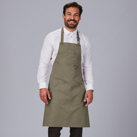 Grembiule Pettorina con rivetti in twill Verde Kaki GARYS