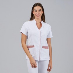 Bluse Frau Ylena weiß und nude Garys