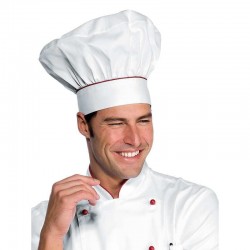 Cappello cuoco bianco profilo rosso